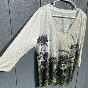 Style And CO Sport Shirt Sheer Floral L